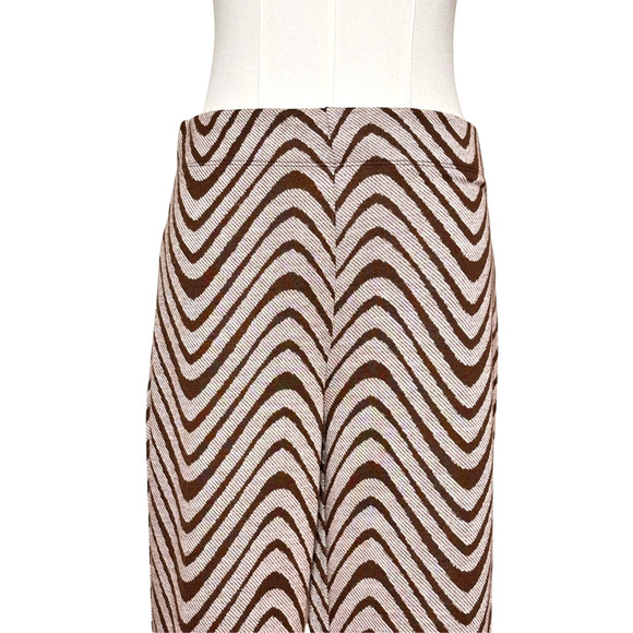 Urban Outfitters Bryn Brown Wave Pattern Pull On Flare Pants Medium Hippie Boho - Picture 2 of 6